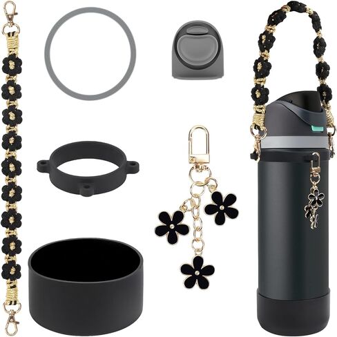 Comprehensive Compatible Owala Accessories Set: Silicone Boot for 24oz & 32oz Bottles, Water Bottle Handle Strap, Bottle Seal Ring, Replacement Stopper, Charms, Compatible Owala FreeSip in Kuwait