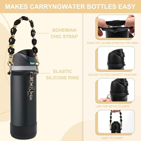 Comprehensive Compatible Owala Accessories Set: Silicone Boot for 24oz & 32oz Bottles, Water Bottle Handle Strap, Bottle Seal Ring, Replacement Stopper, Charms, Compatible Owala FreeSip in Kuwait