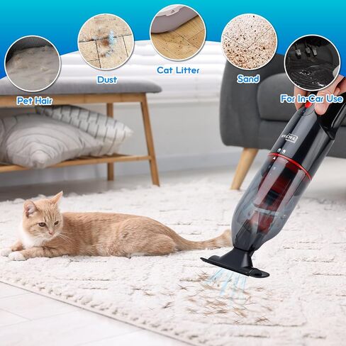 Cordless Handheld Vacuum Cleaner Mini Car Vacuum,Ultra-Lightweight 1.2lbs,Powerful Suction Power with Pet Brush,Type-C Charging,Car Vacuum Cleaner Rechargeable for Home Office Pet Hair Travel in Saudi Arabia