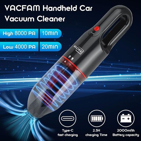 Cordless Handheld Vacuum Cleaner Mini Car Vacuum,Ultra-Lightweight 1.2lbs,Powerful Suction Power with Pet Brush,Type-C Charging,Car Vacuum Cleaner Rechargeable for Home Office Pet Hair Travel in Saudi Arabia