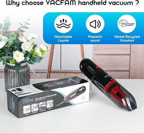Cordless Handheld Vacuum Cleaner Mini Car Vacuum,Ultra-Lightweight 1.2lbs,Powerful Suction Power with Pet Brush,Type-C Charging,Car Vacuum Cleaner Rechargeable for Home Office Pet Hair Travel in Saudi Arabia