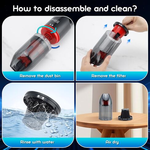 Cordless Handheld Vacuum Cleaner Mini Car Vacuum,Ultra-Lightweight 1.2lbs,Powerful Suction Power with Pet Brush,Type-C Charging,Car Vacuum Cleaner Rechargeable for Home Office Pet Hair Travel in Saudi Arabia