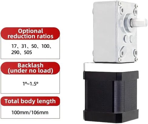 42 * 40mm Nema17 Worm Gearbox Stepper Motor 1.5A Output Torque 1.1Nm-5Nm Self Locking Worm Gear Mini Dc Reduction Gear Motor(50) in Saudi Arabia