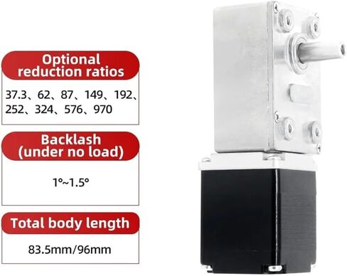 28 * 32mm NEMA11 مربع التروس الدودي محرك السهول 2Phrase 1.5 ° 0.67A عزم الدوران 1.9nm-3.5nm محرك انخفاض سرعة الدودة (نسبة التخفيض 87) in Saudi Arabia