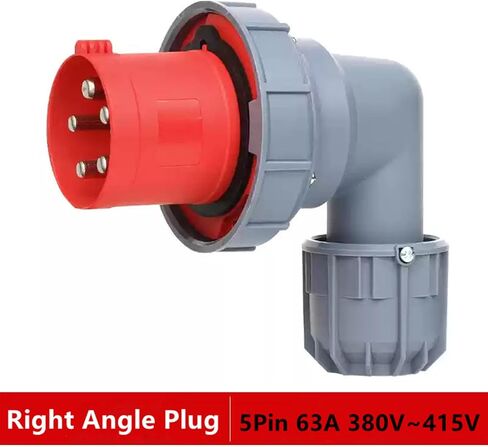 IEC60309 Waterproof Industrial Connector Right Angle Plug 5Pin 63A 380V-415V 3P+N+E Flame Retardant IP67 in Kuwait