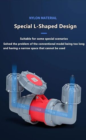 IEC60309 Waterproof Industrial Connector Right Angle Plug 5Pin 63A 380V-415V 3P+N+E Flame Retardant IP67 in Kuwait