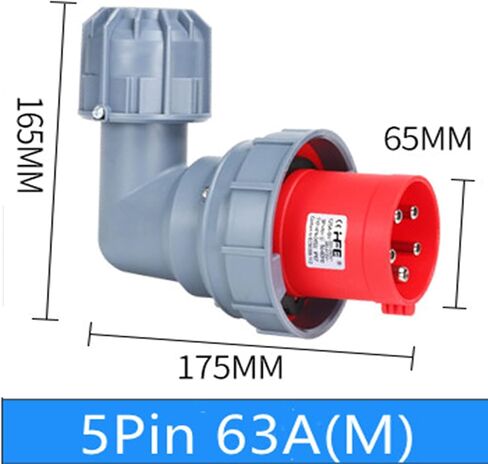 IEC60309 Waterproof Industrial Connector Right Angle Plug 5Pin 63A 380V-415V 3P+N+E Flame Retardant IP67 in Kuwait