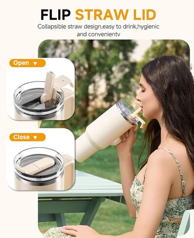 2 Pack Flip Straw Leak Proof Lid for Stanley 40oz Tumbler – Spill Proof Replacement Lid for Stanley Quencher Cup with Flip Straw Cover, Fits 40oz Cup Accessories in Saudi Arabia