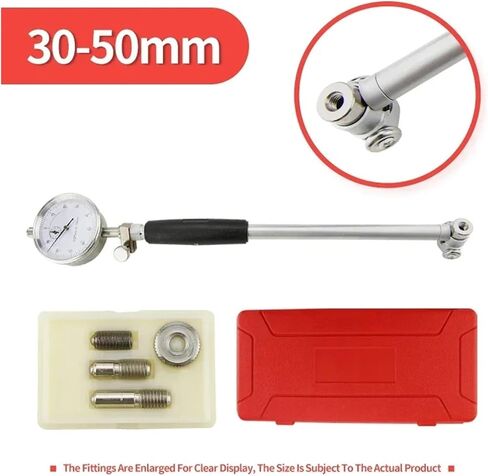 CAARLA Dial Bore Gauge Hole Diameter Dial Bore Gauge Inner Diameter Gauge Measuring Rod Micrometer Gauge Measuring Tool Hole Bore Dial Indicator Set 15-35-50-160mm(35-50mm Red Dial) in Kuwait
