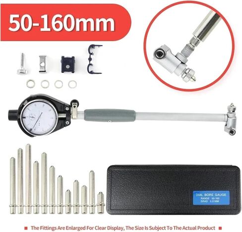 CAARLA Dial Bore Gauge Hole Diameter Dial Bore Gauge Inner Diameter Gauge Measuring Rod Micrometer Gauge Measuring Tool Hole Bore Dial Indicator Set 15-35-50-160mm(35-50mm Red Dial) in Kuwait