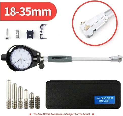 CAARLA Dial Bore Gauge Hole Diameter Dial Bore Gauge Inner Diameter Gauge Measuring Rod Micrometer Gauge Measuring Tool Hole Bore Dial Indicator Set 15-35-50-160mm(35-50mm Red Dial) in Kuwait