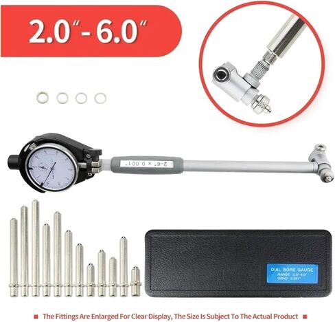 CAARLA Dial Bore Gauge Hole Diameter Dial Bore Gauge Inner Diameter Gauge Measuring Rod Micrometer Gauge Measuring Tool Hole Bore Dial Indicator Set 15-35-50-160mm(35-50mm Red Dial) in Kuwait