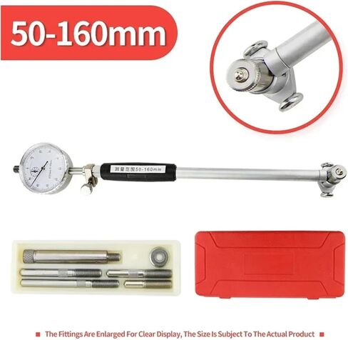 CAARLA Dial Bore Gauge Hole Diameter Dial Bore Gauge Inner Diameter Gauge Measuring Rod Micrometer Gauge Measuring Tool Hole Bore Dial Indicator Set 15-35-50-160mm(35-50mm Red Dial) in Kuwait