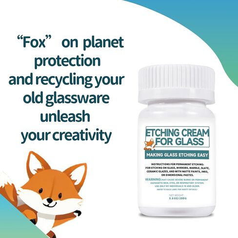 3.5oz Glass Etch Starter Cream Kit, Mirrors, Ceramics, Porcelain, Marble, and Slate - for Makers, Creators, Crafters, DIY'ers of All Ages & Experience Levels. Smooth Formula and Fast Acting in Kuwait