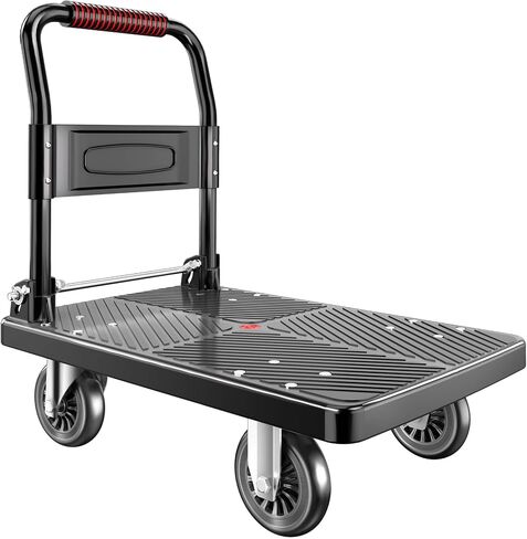 ترقية سلة الدفع القابلة للطي دولي | 660 lbs.Capacity Moving Platform Truck | قابلة للطي لسهولة التخزين | 4 '' PU 360 درجة دوارة صامتة العجلة السوداء in Kuwait