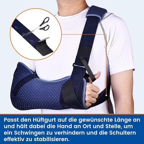 Arm Sling for Shoulder Injury with Waist Strap - Immobilizer Brace Support for Sleeping, Rotator Cuff Surgery(Comfort Version, Right, Medium, 28.5-41 inch) in Kuwait