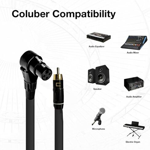 COLUBER CABLE Right Angle XLR Female to RCA Male - 6 Feet - Red - Pro 3-Pin Microphone Connector for Powered Speakers, Audio Interface or Mixer for Live Performance & Recording in Kuwait