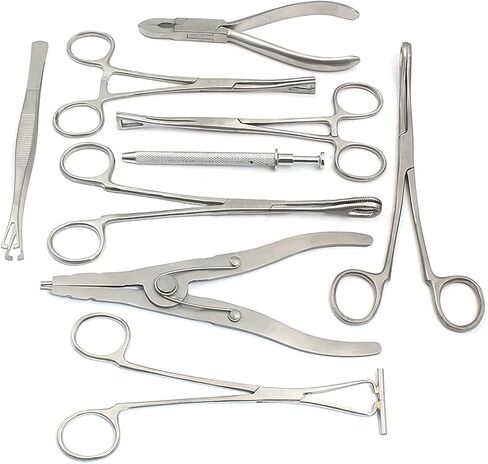 9 BODY PIERCING INSTRUMENTS SET TOOLS PENINGTON FORCEPS, DS-740 by G.S ONLINE STORE in Saudi Arabia