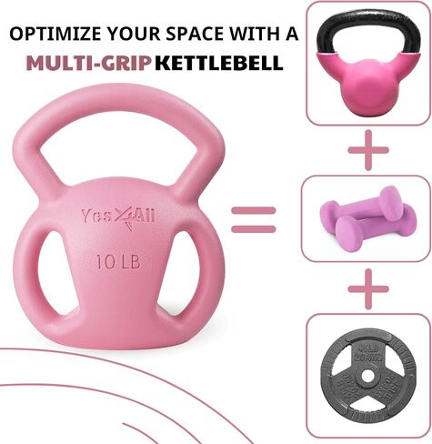 Yes4All Kettlebell 10&15lb Weight with Wide Multigrip Handle for Dumbbell Weights Exercises, Full Body Workout Equipment in Saudi Arabia