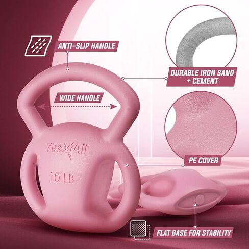 Yes4All Kettlebell 10&15lb Weight with Wide Multigrip Handle for Dumbbell Weights Exercises, Full Body Workout Equipment in Saudi Arabia