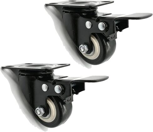 1.5 Inch PU Casters Wheels with Brake Mute Furniture/Trolleys Wheel Industrial Hardware 2Pcs in Saudi Arabia