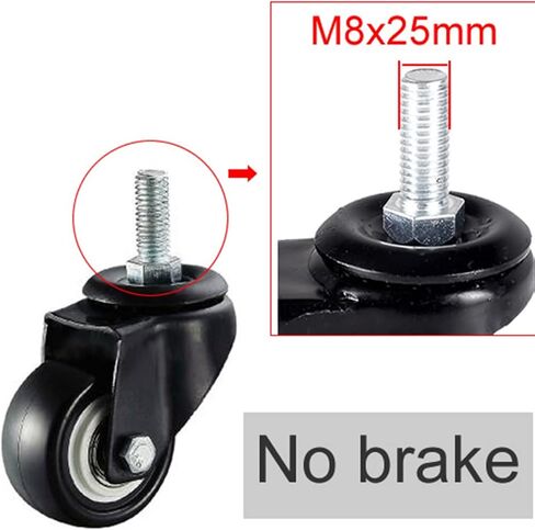 High Load-Bearing 2 Inch PU Casters with Brake Wheel Two-Bearing Lead Screw M10x25mm 2Pcs(No Brake x M8) in Saudi Arabia