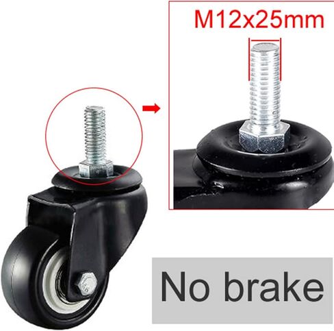 High Load-Bearing 2 Inch PU Casters with Brake Wheel Two-Bearing Lead Screw M10x25mm 2Pcs(No Brake x M8) in Saudi Arabia