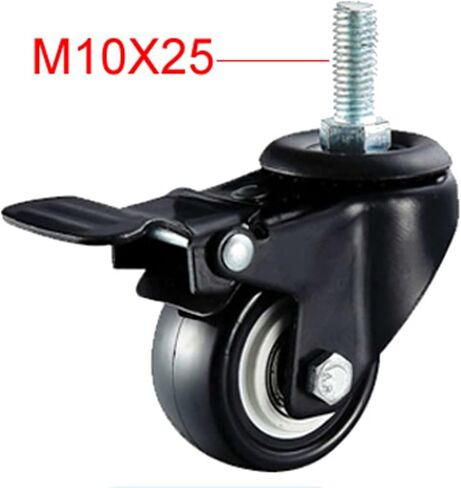 High Load-Bearing 2 Inch PU Casters with Brake Wheel Two-Bearing Lead Screw M10x25mm 2Pcs(No Brake x M8) in Saudi Arabia