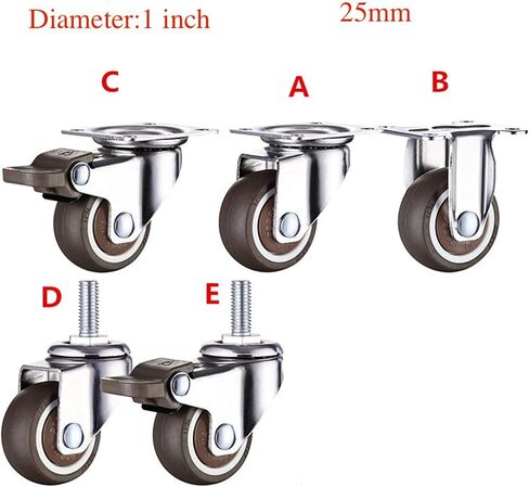 Wheels Soft Rubber Swivel Caster Roller Wheel for Platform Trolley Chair Household Accessory 1Pcs(A1 No Brake) in Saudi Arabia