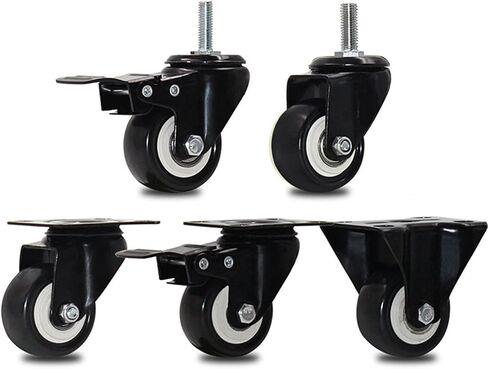 4pcs 2 بوصة 50 مم من الخدمة الثقيلة 180 كجم عجلات أسود دوارة العجلات الأثاث الأثاث المطاط (A2) in Saudi Arabia