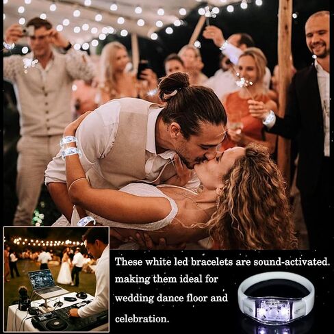100 PCS LED Bracelets يتم تنشيطها مع LED وامض LED مكافحة الموسيقى تضيء الأساور للهذيان ، جوائز اللعبة ، خدمة عيد الميلاد ، هدية عيد الحب (الأزرق) in Kuwait
