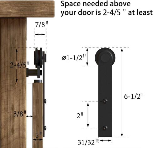 WINSOON 6FT Super Mini Barn Door Hardware Kit for Sliding Double Doors Small TV Stands Wardrobe Cabinets, I Shape Hanger (6FT Double Doors Kit) in Kuwait