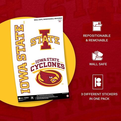 Desert Cactus Iowa University Wallstix ISU Cyclones ملصق جدار قابل للإزالة 11x17 فينيل شارات الاستخدام في الهواء الطلق (التصميم أ) in Saudi Arabia