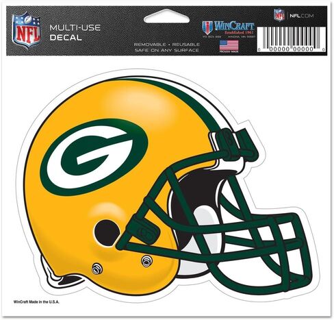 Green Bay Packers 5x6 inch Helmet Color Decal in Saudi Arabia
