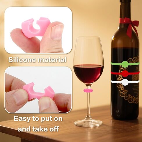 24PCS Wine Glass Charms, Drink Markers Tags, Silicone Wine Charms for Stem Glasses, Multicolored Drink Identifiers Tags for Cup, Beer Bottle, Mug, Jar, Cocktail Glass Bar Weddings Birthday Party in Kuwait