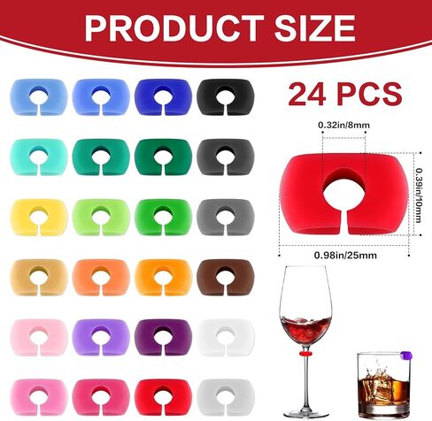24pcs سحر زجاج نبيذ ، علامات الشراب العلامات ، سحر النبيذ السيليكون للنظارات الجذعية ، معرفات المشروبات متعددة الألوان علامات الكوب ، زجاجة البيرة ، القدح ، جرة ، كوكتيل زجاج حفل عيد ميلاد حفلة عيد ميلاد in Kuwait