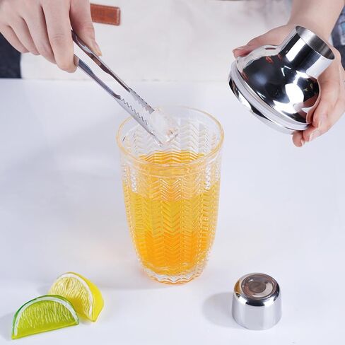 Cocktail Shaker Glass,Martini Shaker With Recipes on Side 13.5oz Mixed Drink Shaker with Glass Cup Professional Bar Tool with Scale Glass (Recipes) in Saudi Arabia