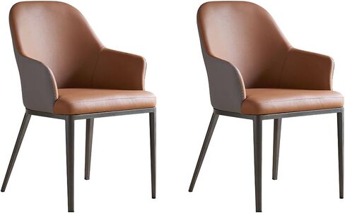 Dining Chairs Set of 2, PU Leather Upholstered Seat Kitchen Counter Chairs with Backrest Dining Room Chairs for Dressing Lounge Living Room Office Bedroom in Saudi Arabia