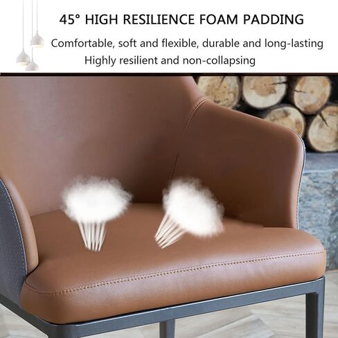 Dining Chairs Set of 2, PU Leather Upholstered Seat Kitchen Counter Chairs with Backrest Dining Room Chairs for Dressing Lounge Living Room Office Bedroom in Saudi Arabia