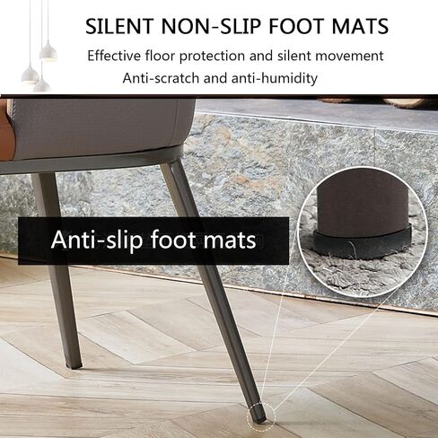 Dining Chairs Set of 2, PU Leather Upholstered Seat Kitchen Counter Chairs with Backrest Dining Room Chairs for Dressing Lounge Living Room Office Bedroom in Saudi Arabia