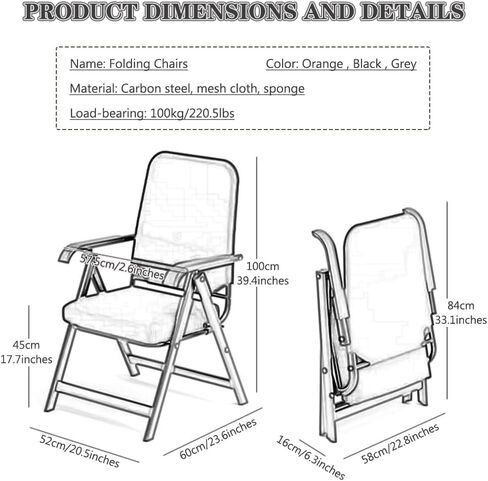 Fold Up air Folding Comfortable and Breathable Back air, Office Sedentary Computer air, Reception air, Load-Bearing 100kg/220.5lbs in Saudi Arabia