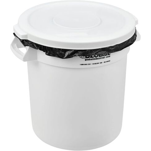 علبة القمامة التجارية العالمية الصناعية ، سعة 10 جالون ، علبة القمامة البلاستيكية ، سلة المهملات الداخلية والخارجية ، أبيض ، 15-5/8 "W × 17-1/8" ، بدون غطاء in Kuwait