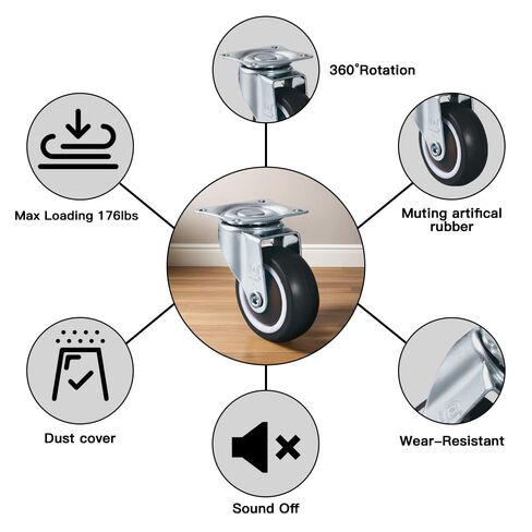 1.5 '' عجلات العجلات مجموعة من 4 عجلات شديدة التحمل لا ضوضاء ، عجلات العجلات العلوية دوارة لمشروع صغير ، منضدة ، طاولة جانبية ، أثاث وعلبة عمل (1.5 بوصة دوارة) in Kuwait