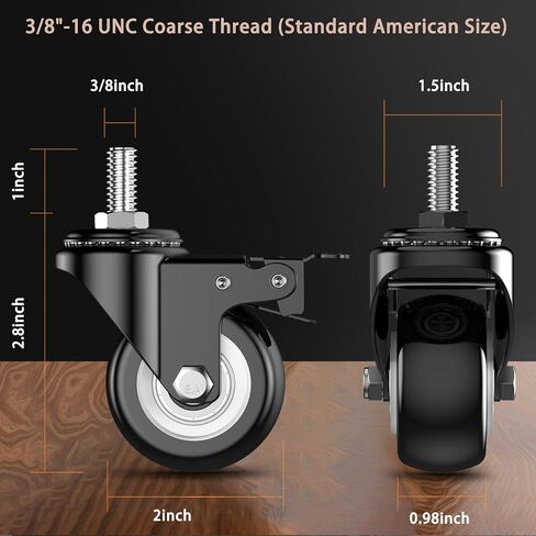 4 inch Threaded Stem Casters Set of 4 Heavy Duty 2000lbs,3/8"-16 x 1(Stem Diameter 3/8", Stem Length 1"), Swivel Casters Set of 4, Casters, Industrial Castor Wheels for Cart,Furniture in Saudi Arabia