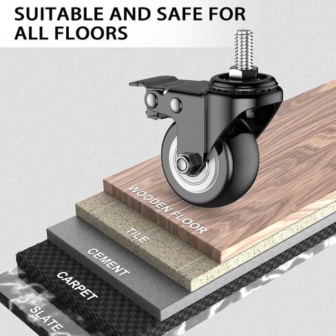 4 inch Threaded Stem Casters Set of 4 Heavy Duty 2000lbs,3/8"-16 x 1(Stem Diameter 3/8", Stem Length 1"), Swivel Casters Set of 4, Casters, Industrial Castor Wheels for Cart,Furniture in Saudi Arabia