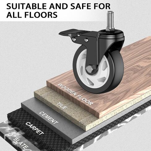 4 inch Threaded Stem Casters Set of 4 Heavy Duty 2000lbs,3/8"-16 x 1(Stem Diameter 3/8", Stem Length 1"), Swivel Casters Set of 4, Casters, Industrial Castor Wheels for Cart,Furniture in Saudi Arabia