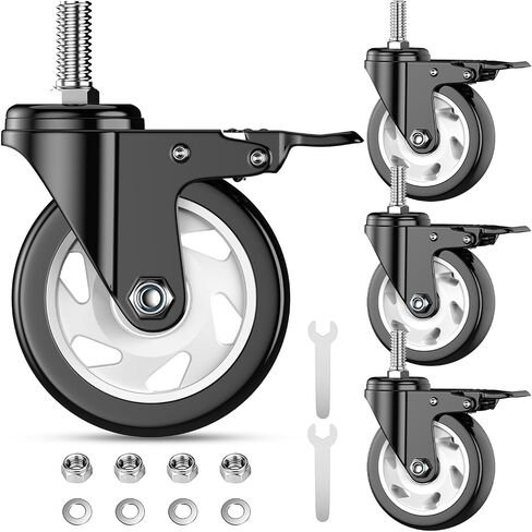 4 inch Threaded Stem Casters Set of 4 Heavy Duty 2000lbs,3/8"-16 x 1(Stem Diameter 3/8", Stem Length 1"), Swivel Casters Set of 4, Casters, Industrial Castor Wheels for Cart,Furniture in Saudi Arabia