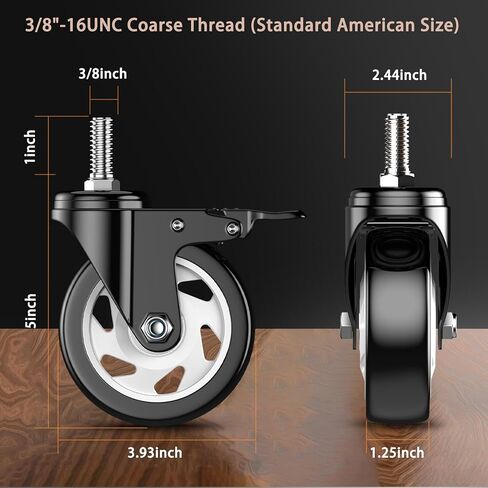 4 inch Threaded Stem Casters Set of 4 Heavy Duty 2000lbs,3/8"-16 x 1(Stem Diameter 3/8", Stem Length 1"), Swivel Casters Set of 4, Casters, Industrial Castor Wheels for Cart,Furniture in Saudi Arabia