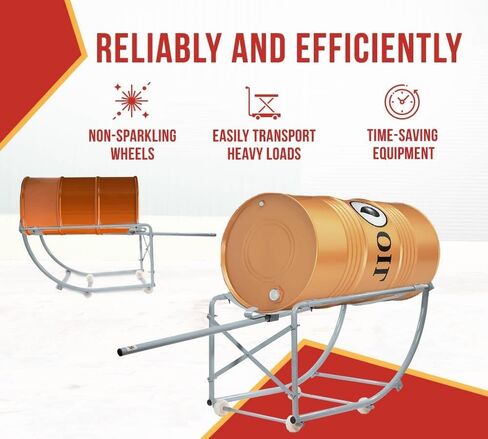 MyTee Products 55 Gallon Movable Drum Cradle ، سعة 440 رطلاً مع عجلات الإمالة غير المتوفرة-حامل طبل الزيت مع المهد القابل للتراجع عن معالجة الطبل الصلب للطبول الدائرية in Saudi Arabia
