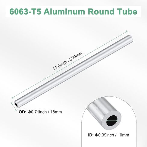1 pack 300mm 6063 أنبوب مستدير الألومنيوم ، 11 مم معرف 14 مم OD أنابيب الألومنيوم سلسة للبناء/الصياغة/صياغة DIY ، الأنابيب المستقيمة المعدنية [0.43x0.55x11.8in] in Saudi Arabia
